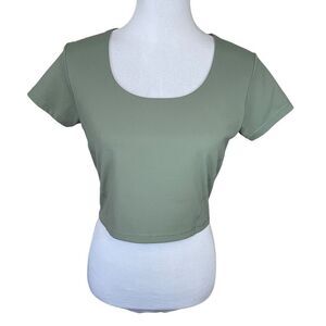 Oner Active Crop Top Short Sleeve with Shelf Bra Sage Green Size XL